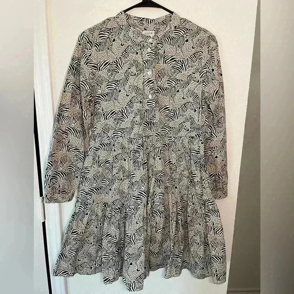 J CREW Zebra Mixed Animal Print Long Sleeve Fit to Flare Mini Dress Size XS - Picture 8 of 9